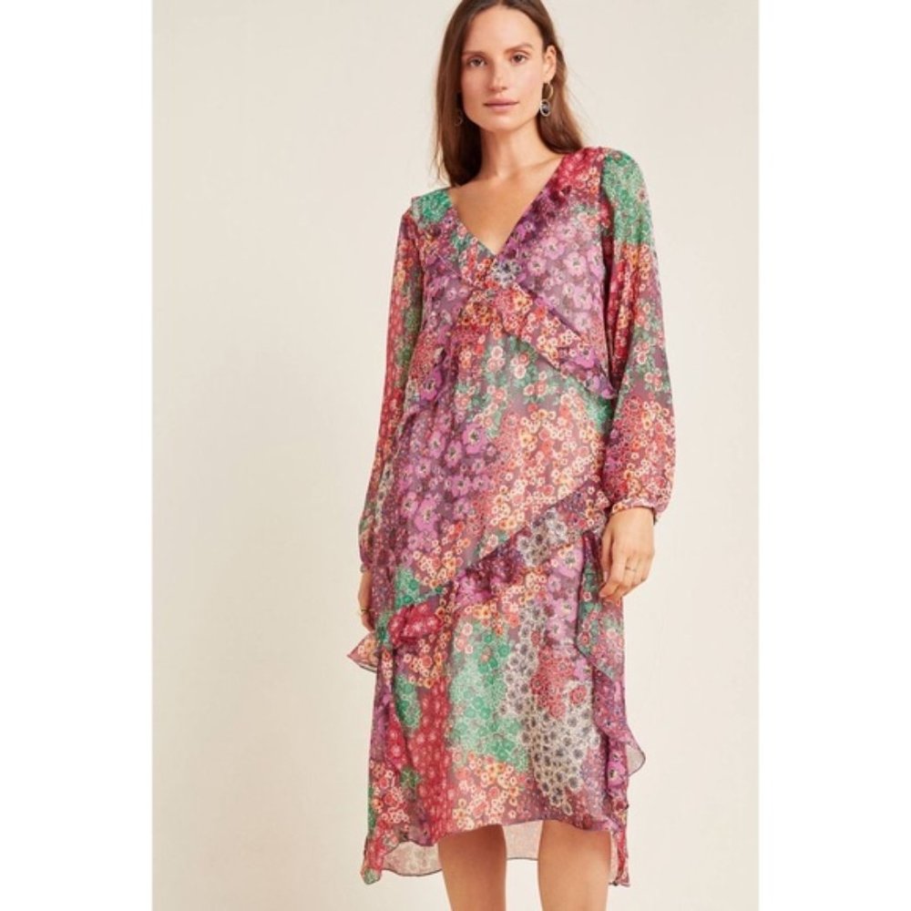 Anthropologie (Maeve) Sirena Ruffled Tunic Dress S
